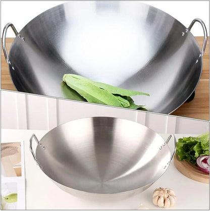 Stainless Steel Wok 12.00In round Bottom Wok Large Capacity Frying Pan for Gas Stove Chinese for Stir Frying Bbq Fried Potatoes Scrambled Eggs2