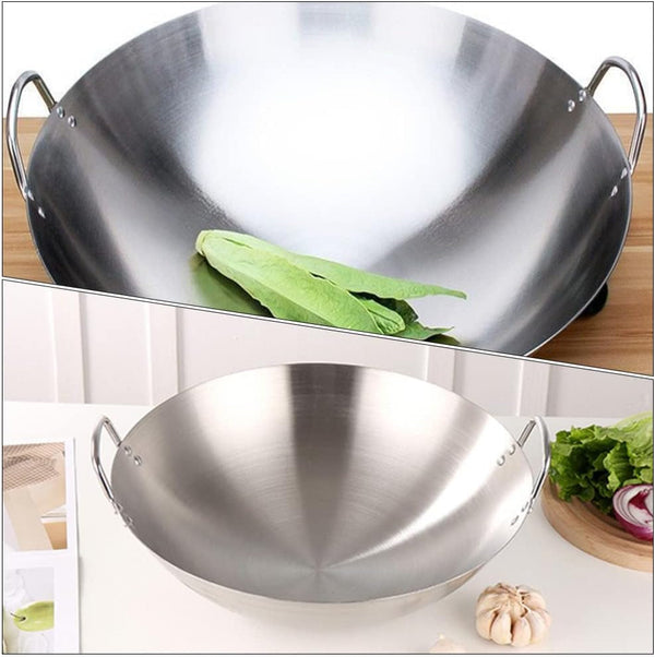 Stainless Steel Wok 12.00In round Bottom Wok Large Capacity Frying Pan for Gas Stove Chinese for Stir Frying Bbq Fried Potatoes Scrambled Eggs2
