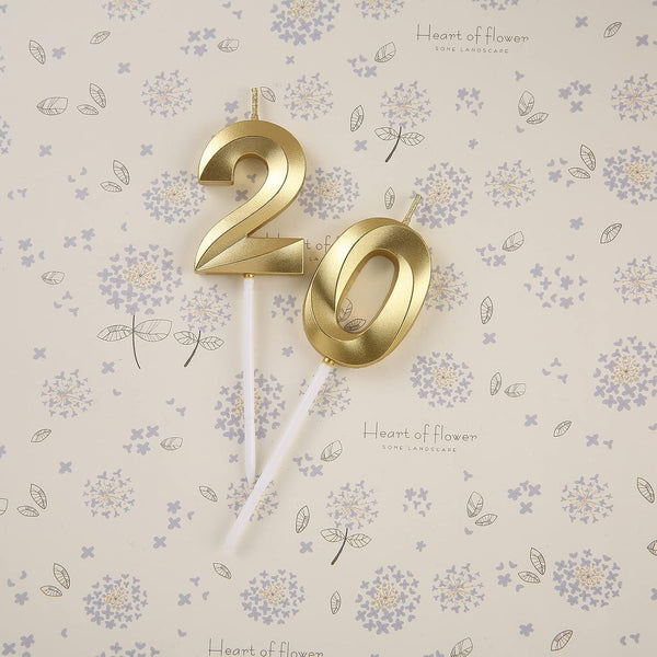 2 in Gold 20 Birthday Candles,20Th Birthday Decorations for Girls Boys2
