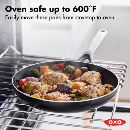 OXO 12" Nonstick Frying Pan Skillet, Ceramic Pfas-Free Nontoxic Pan, Induction Suitable, Dishwasher Safe, Oven Safe to 600°F, Kitchen Cooking Pot, Stainless Handle, Egg Pan, Black7
