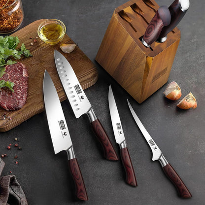 7PCS Kitchen Knife Set with Block, Sharp Chef Knives & Sharpener6