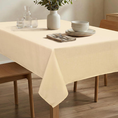 Faux Linen Rectangle Tablecloth - Spillproof Wrinkle Resistant Reusable Table Cloth Decorative Wipeable Table Cover for Holiday, Kitchen, Dining, Buffet and Parties, 60 X 102 Inch, Champagne1