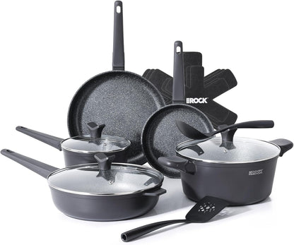 SOHO 15Pcs Cookware Set – Pots and Pans Set Non Stick with ROCK.TEC – Compact for Urban Kitchens, Nothing Sticks, Never Warps, Lasts Longer, Induction & Dishwasher Safe, Black1