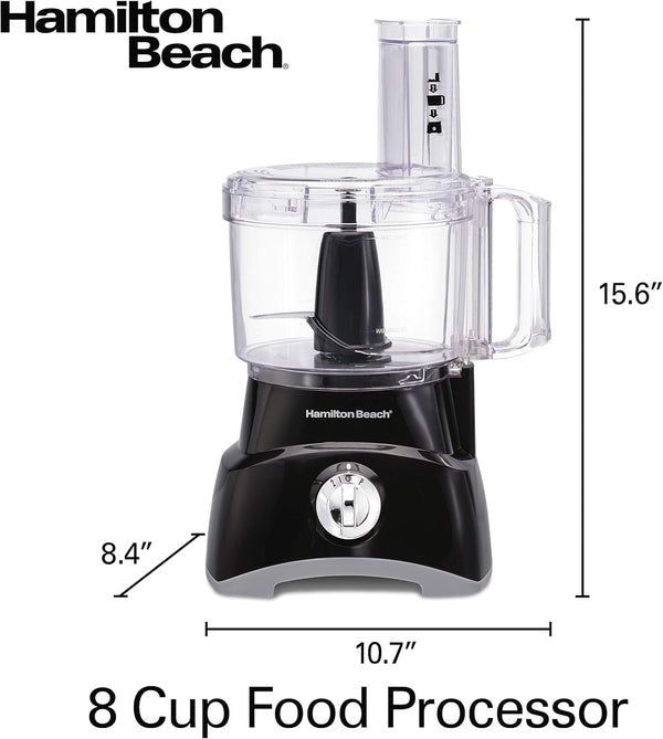 8 Cup Food Processor & Vegetable Chopper | Large Feed Chute | Powerful 450 Watt Motor | Stainless Steel S-Blade and Reversible Shredding Disc | Black | 70740G8