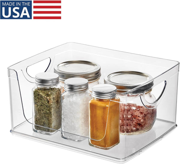 Stackable Open-Front Storage Bin with Handles, Clear2