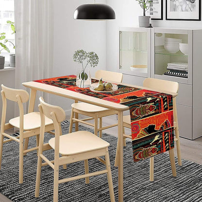 Boho African Table Runner, Bohemian Masks Giraffe African Ethnic Theme Kitchen Dinning Table Runner for Indoor Outdoor Home Wedding Party Holiday Decor, 13X90 Inch7