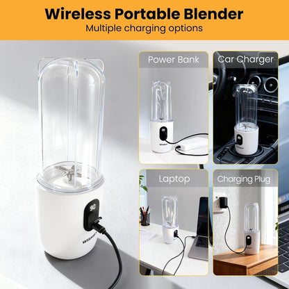 Portable Blender, Personal Blender for Shakes and Smoothies, Portable Juicer with 16 Blades, Small Mini Juicer with Extra Handle Lid for Travel, Sport, Office, Camping and Outgoing (16.9 Oz)7