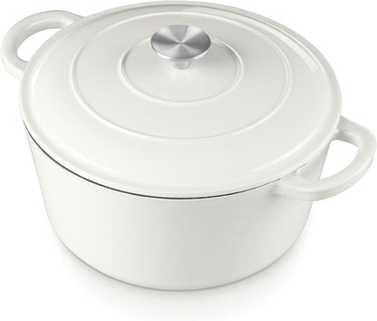 6 Quart Dutch Oven, Enameled Cast Iron Dutch Oven Pot with Lid, Nonstick round Cookware for Braising/Stews/Roasting/Bread Baking/Cooking, Heavy Duty, Induction & Oven Safe - White1