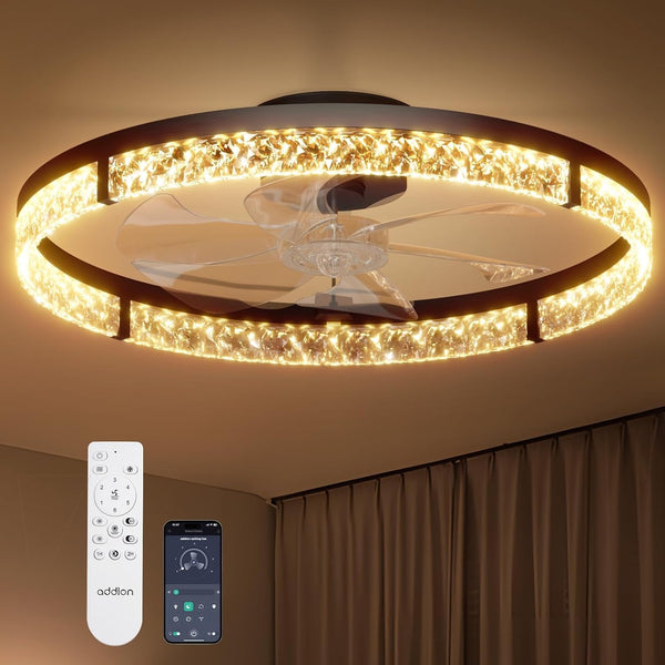 24" Ceiling Fans with Lights and Remote, Low Profile Fandelier1