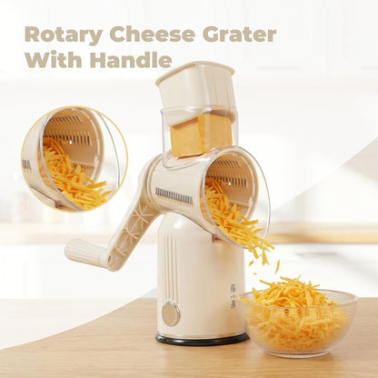 Rotary Cheese Grater 5 Blades Mandoline Slicer for Vegetable, Cream2