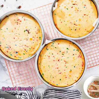 8 Inch Cake Pan Set of 3, Stainless Steel round Layer Cake Baking Pans, Non-Toxic & Healthy, Mirror Finish & Dishwasher Safe4