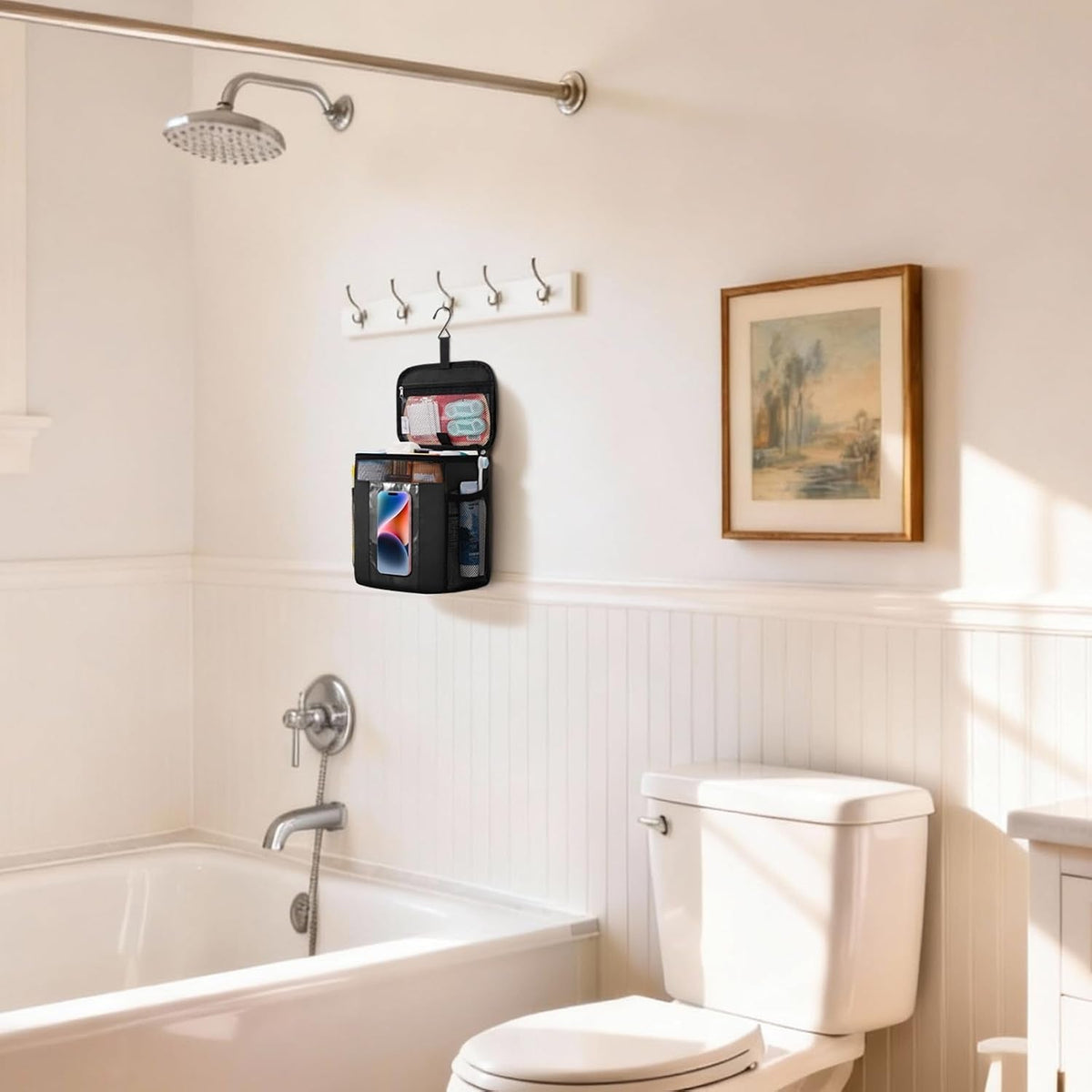 mesh-shower-caddy-hanging-bathroom-organizer-with-pvc-phone-bag