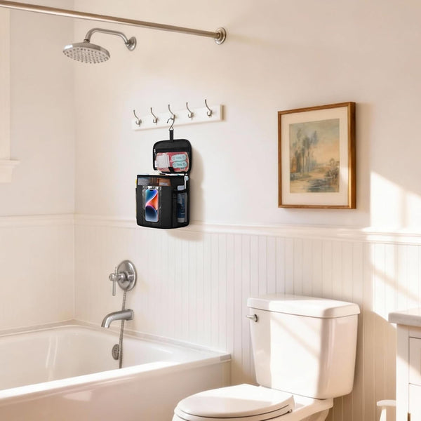 Mesh Shower Caddy, Hanging Bathroom Organizer with PVC Phone Bag10