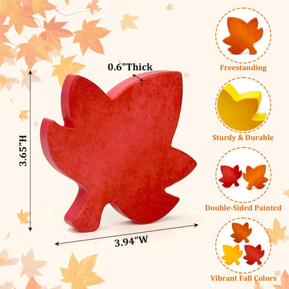 Fall Table Decor 3 Pcs-Autumn Harvest Leaves Decorations for Home Indoor | Fall Maple Centerpiece for Office Kitchen Party, Wooden Farmhouse Thanksgiving Signs Gifts for Tiered Tray Mantel Living Room3