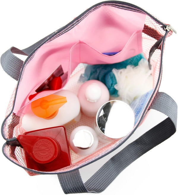 Mesh Shower Caddy Bag Portable Hanging Toiletry and Bath Organizer with Zipper for Travel, Gym, Camping, College Dorms, Beach4