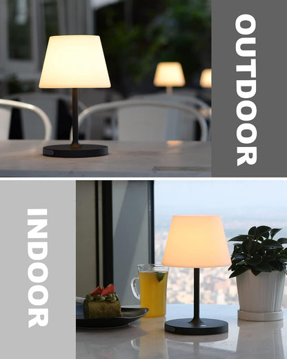 Outdoor Battery Operated Table Lamp Waterproof, 4000Mah Cordless Table Lamp Rechargeable, Touch Dimmable Desk Lamp, LED Night Light for Patio Camping Restaurant Home, H9.6In, Dark Grey7