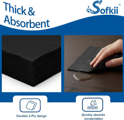 400 Count Black Cocktail Napkins, 4.75X4.75 Inch 2-Ply Fsc-Certified Napkins, Bulk Beverage Napkins for Dinner Wedding Bar Party and Daily Use4