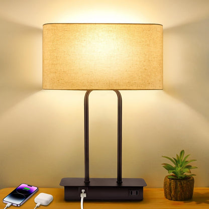16’’ Table Lamp for Bedroom, Bedside Nightstand Lamp with LED Bulb1