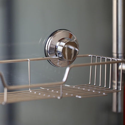 L-4 Strong Suction Cup Shower Caddy Bath Shelf Storage, Combo Organizer Basket for Shampoo, Soap, Conditioner, Razor Bathroom Accessories - Rustproof Stainless Steel, Chrome7