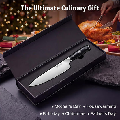 Chef Knife,8 Inch Professional Kitchen Knife Dishwasher Safe,Forged German Stainless Steel Sharp Cooking Knife,Ergonomic G10 Handle Full Tang Meal Prep Knives,Home Restaurant Gift for Men Women9