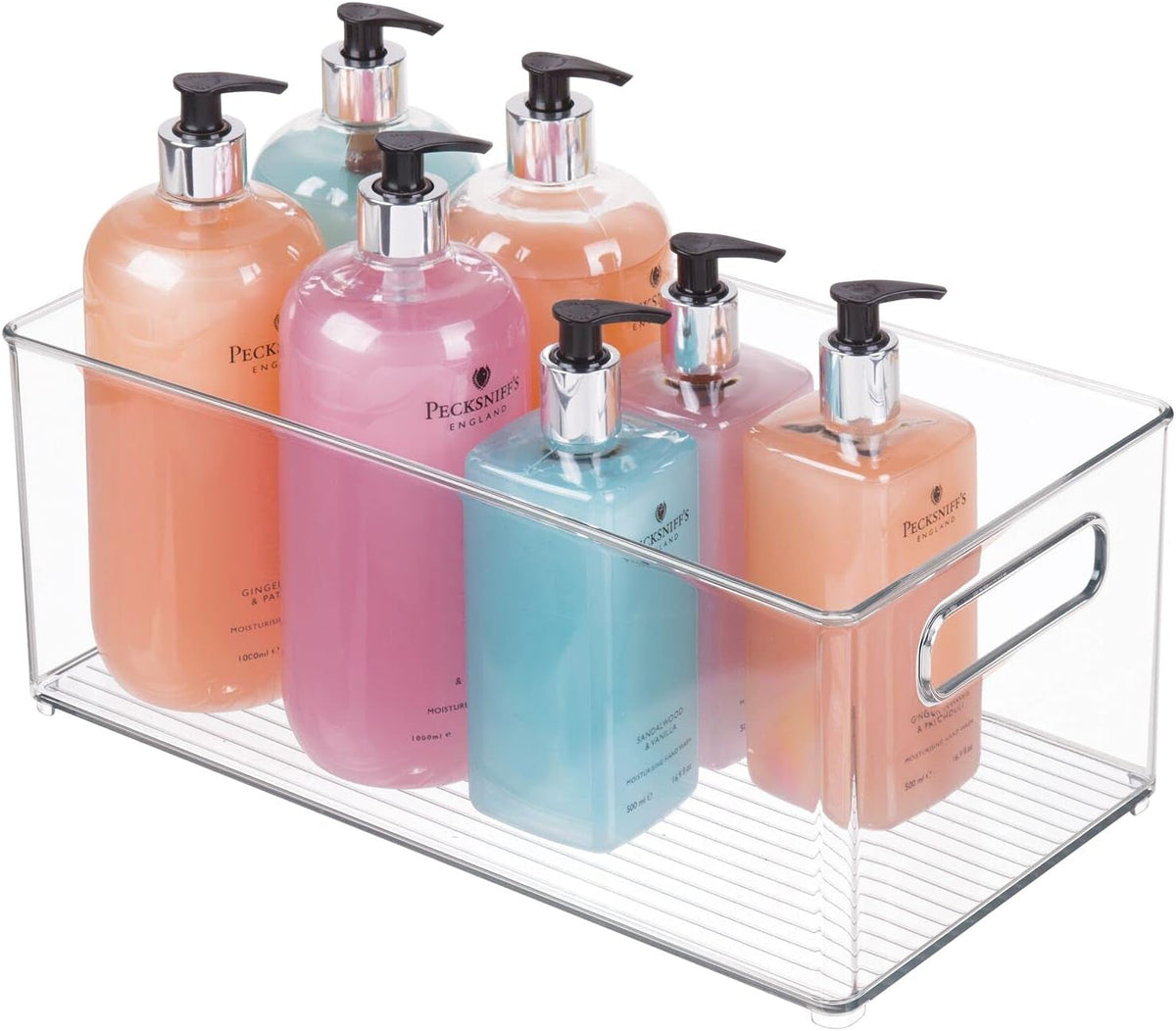 deep-plastic-storage-organizer-container-bin-bath-and-shower-organization-for-cabinet-cupboard-shelves-counter-or-closet-holds-shampoo-vitamins-ligne-collection-2-pack-clear