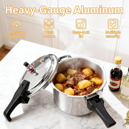 4.2 Quart Aluminum Pressure Cooker Stovetop Fast Cooking Pot Pressure Canner Compatible for Induction Cookers and Gas Stoves, Silver (4L)5