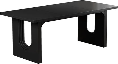 Tribesigns Modern Dining Table for 6 People, 71" Large Kitchen Dining Table with Wood Pedestal Base, Rectangular Long Dinner Table for Kitchen, Dining Room, Living Room, Black9