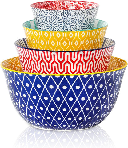 Ceramic Mixing Bowls Set of 4, 20/36/60/123 Oz, Assorted Colors1