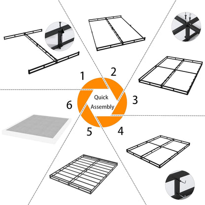 Queen Size Box Spring Bed Base 9 Inch, 3000Lbs Heavy Duty Box Spring Queen Metal Mattress Foundation, Tool-Free Easy Assembly, Noise Free5