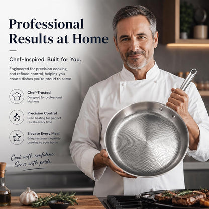 Titanium Pan, 12 Inch Hammered Titanium Pro Frying Pan with Lid, Healthy Skillet for Cooking, PFAS PFOA PTFE Free Cookware, Dishwasher & Oven Safe, Induction Ready8