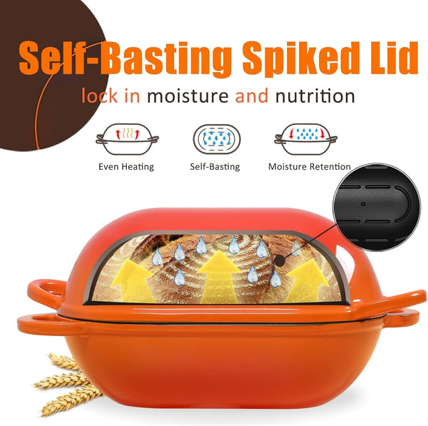 5 QT Enameled Cast Iron Sourdough Bread Oven, Loaf Pan with Lid | Oval Dutch Oven for Homemade Sourdough Bread Baking, Oven Safe up to 500°F, Meatloaf Pan with Dome Lid, Orange5