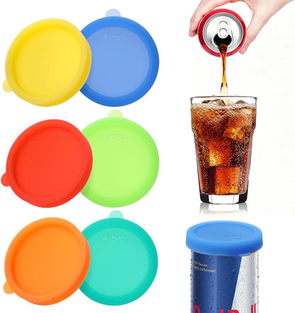 Silicone Soda Can Lids, Reusable Can Covers/Toppers for Soda, Can Saver for Soda, Pop, Coke, Beverage, Fits Slim Standard Mini Cans (6 Pack, Assorted, Bpa-Free)1