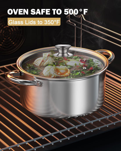 8 Quart Stainless Steel Pasta Pot with Strainer Lid 3-In-1 Pots | Steamer Basket, Pasta Strainer, Stock Pot with Lid - Pasta Cooker Induction Compatible, Dishwasher & Oven Safe6