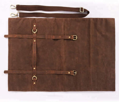 Large Chef’S Knife Roll Bag,Heavy Duty Waxed Canvas Knife Carrier,11 Pockets Kitchen Cooking Tools Storage Case, Easily Carried by Shoulder Strap Forprofessional Chefs,Culinary School Students4