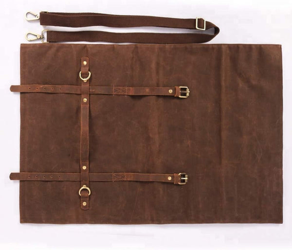 Large Chef’S Knife Roll Bag,Heavy Duty Waxed Canvas Knife Carrier,11 Pockets Kitchen Cooking Tools Storage Case, Easily Carried by Shoulder Strap Forprofessional Chefs,Culinary School Students4