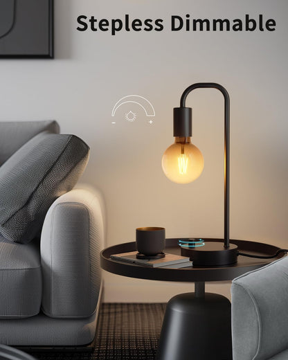 Industrial Table Lamp Set of 2, Fully Dimmable beside Lamp with Gradient Black Art LED Bulb, Modern Nightstand Desk Lamps for Bedroom, Living Room, Office, Reading(Bulb Included)2