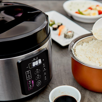 Kumo Yumcarb Rice Cooker with Ceramic Bowl and Advanced Fuzzy Logic, (5.5 Cups, 1 Litre), 5 Rice Cooking Functions, 3 Multicooker Functions, 110V US Power (Light Stainless Steel)7