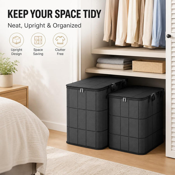Peachloft Storage Bins, Extra Large Zippered Fabric Moving Bags with Reinforced Handles, Heavy Duty Closet Organizers for Bedding, Quilts, Clothes and Sweaters，1：180L7