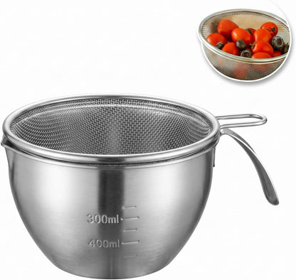 7.9 X 5.9 X 3.5 Inch Berry Washing Bowl - Mixing Bowl with Spout, Fine Mesh Mini Colander - Stainless Steel1