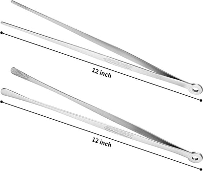 2PCS 12" Stainless Steel Cooking Tongs with Serrated Tips2