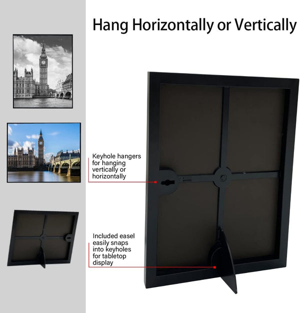 Front Loading Black Picture Frame 8X10 Set of 5 Wall and Table Mounting3