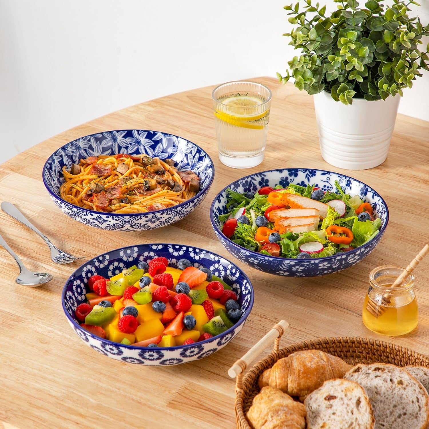 selene-8-5-pasta-bowls-set-of-6-40-oz-porcelain-shallow-salad-bowls-serving-bowls-large-kitchen-bowl-plates-pasta-plates-blue-white-floral-design-microwave-safe