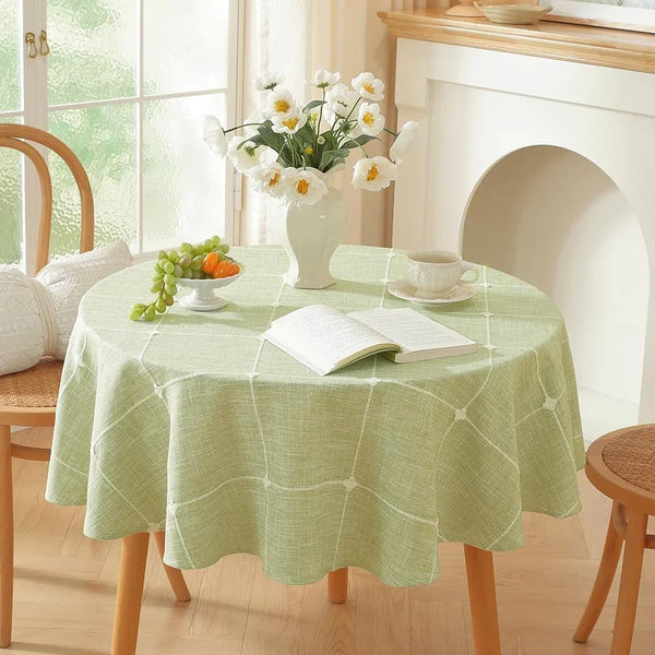 Linen 60 Inch round Tablecloth Green Plaid round Tablecloth 60 Inch1