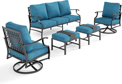 5-Piece Metal Outdoor Conversation Set, 7 Seats9