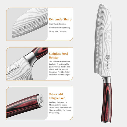 7" Santoku Knife, Razor Sharp Chef Knife with Ergonomic Handle4