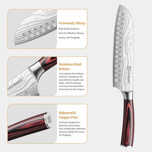 7" Santoku Knife, Razor Sharp Chef Knife with Ergonomic Handle4