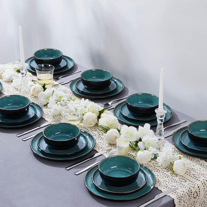 24 Piece Dinnerware Sets for 8, Ceramic Dishes Set, Pastel Turquoise5