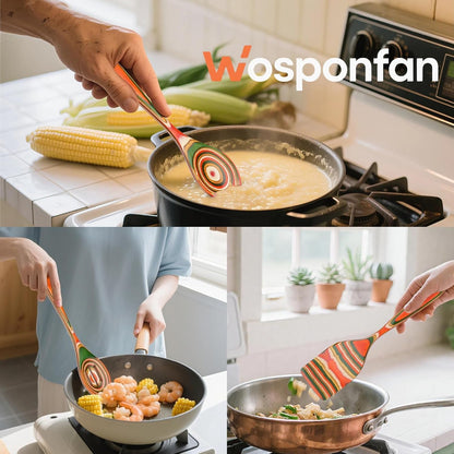 Pakkawood 7-Piece Wooden Cooking Utensils, Kitchen Utensils for Cooking, Non-Stick Spoon, Household Essentials, Heat-Resistant Spoons,Pakkawood Kitchen Utensils for Cooking7