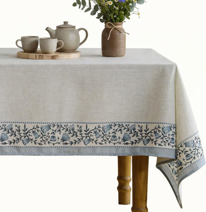 Designer Linen Rectangular Tablecloth,110"X63"-Segerman B1