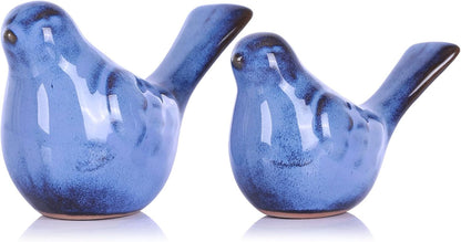 Ceramic Bird Figurines Home Decor, Blue Love Birds Statue for TV Stand Accent, Ceramic Snimals Sculpture Farmhouse Small Decor for Shelves, or Coffee Table, Book Shelf, Side Table Decorative1
